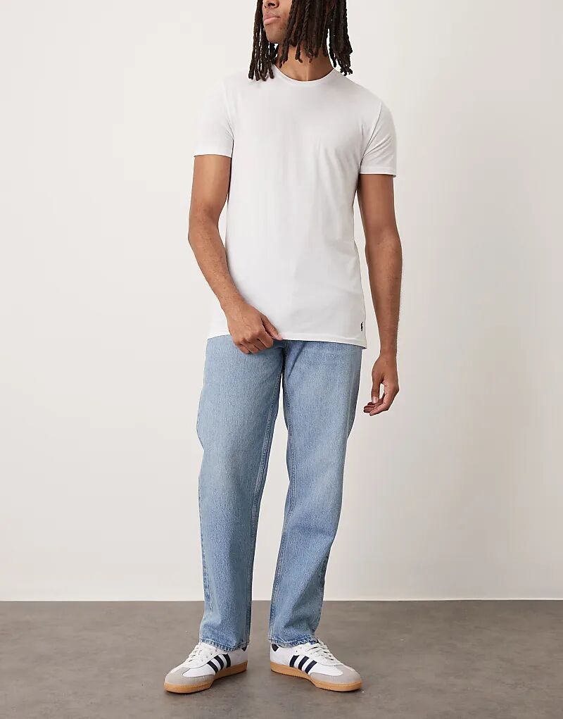 Комплект из 3 футболок Polo Ralph Lauren с логотипом Icon в белом, черном и сером меланжевом цветах — фото 3
