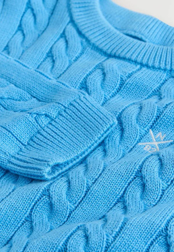 Джемпер с круглым вырезом и косами стандартного кроя Next, Blue — фото 2