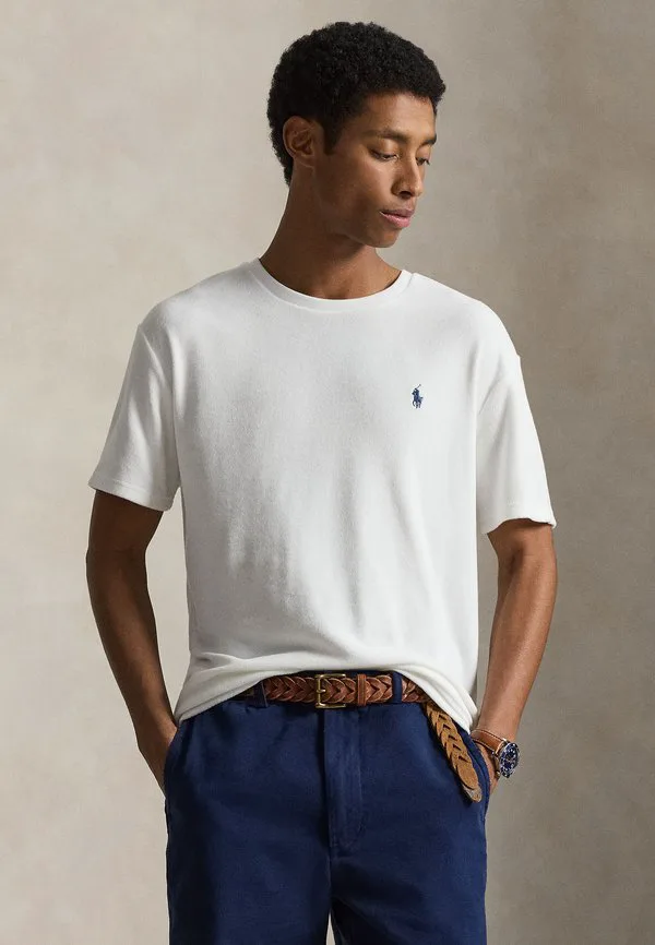 Классическая махровая футболка, базовая футболка Polo Ralph Lauren, White