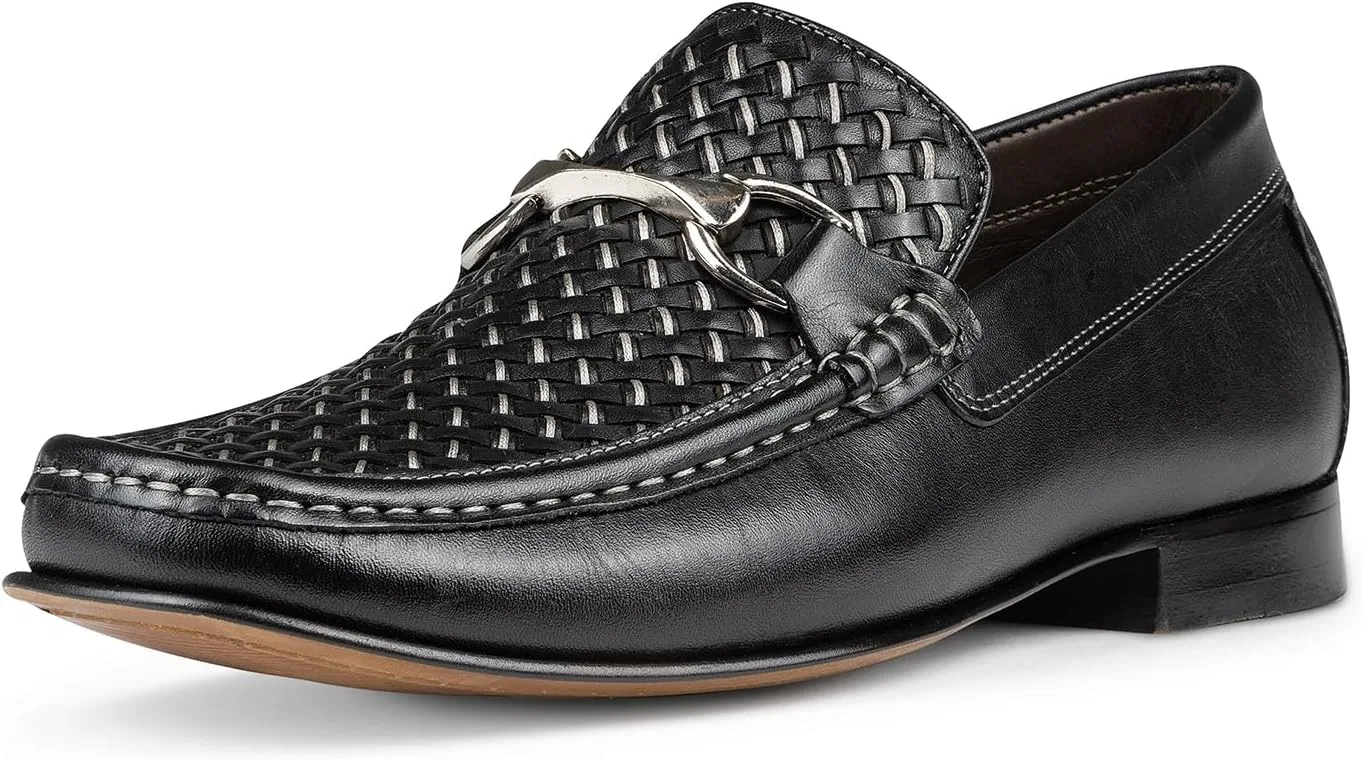 Лоферы из натуральной кожи с каблуком, Donald Pliner, Black - Woven Calf Donald J Pliner