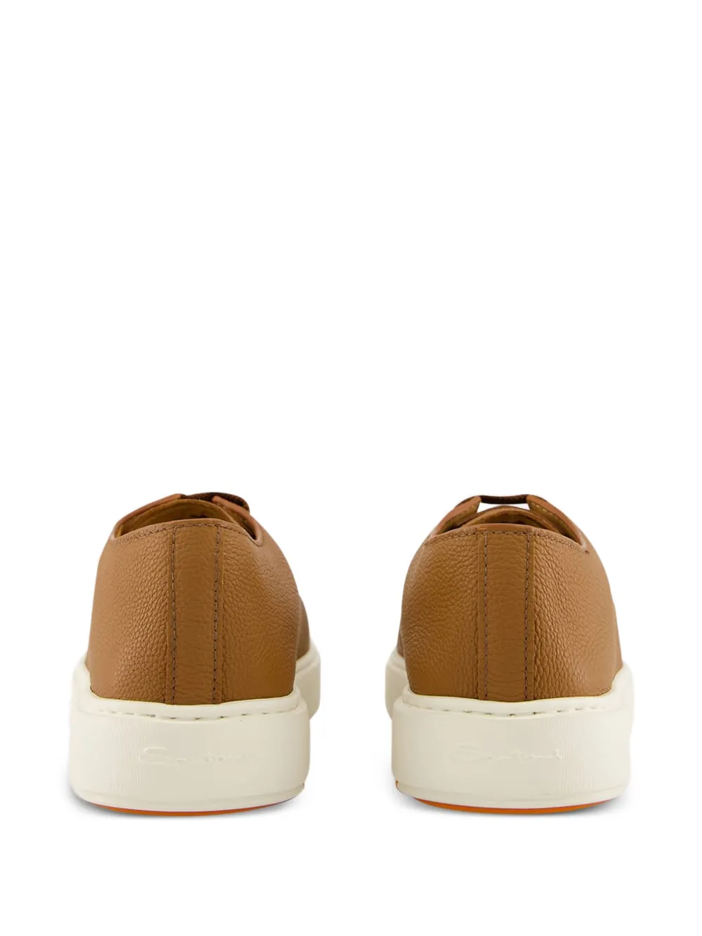 Кожаные кроссовки на шнуровке Santoni, коричневый — фото 3