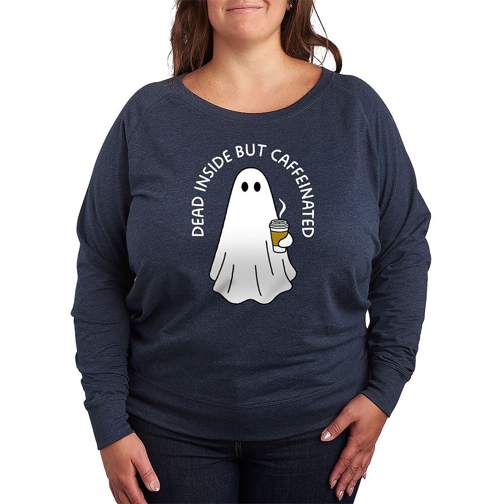 

Плюс размер Легкий свитшот из френч терри Dead Inside с кофеином Ghost Licensed Character, цвет Heather Blue