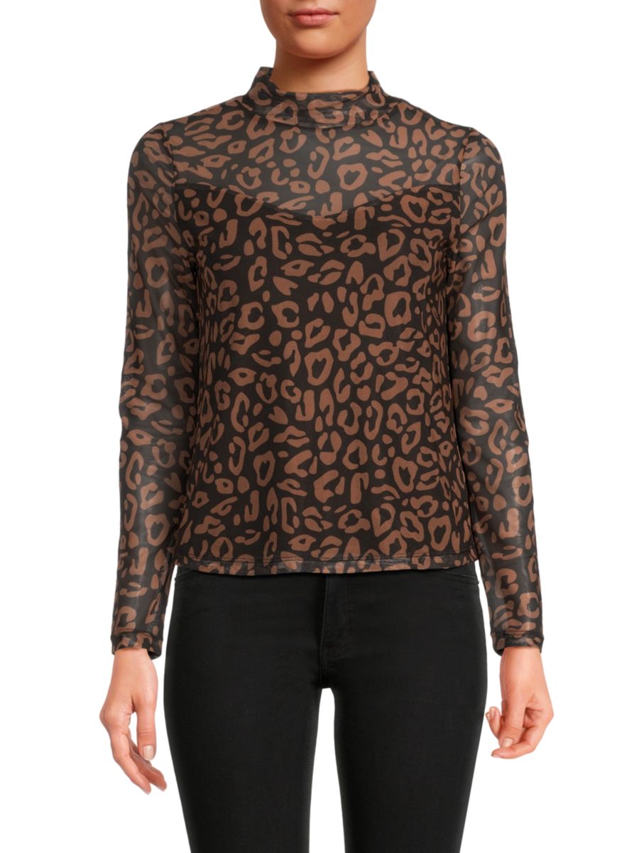 

Топ из сетки с леопардовым принтом Saks Fifth Avenue, цвет Leopard
