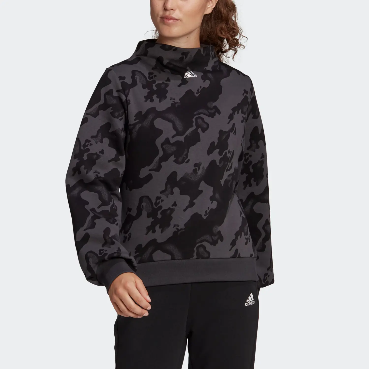 Adidas Мокап свитшот с принтом AOP женский Carbon Black — фото 3