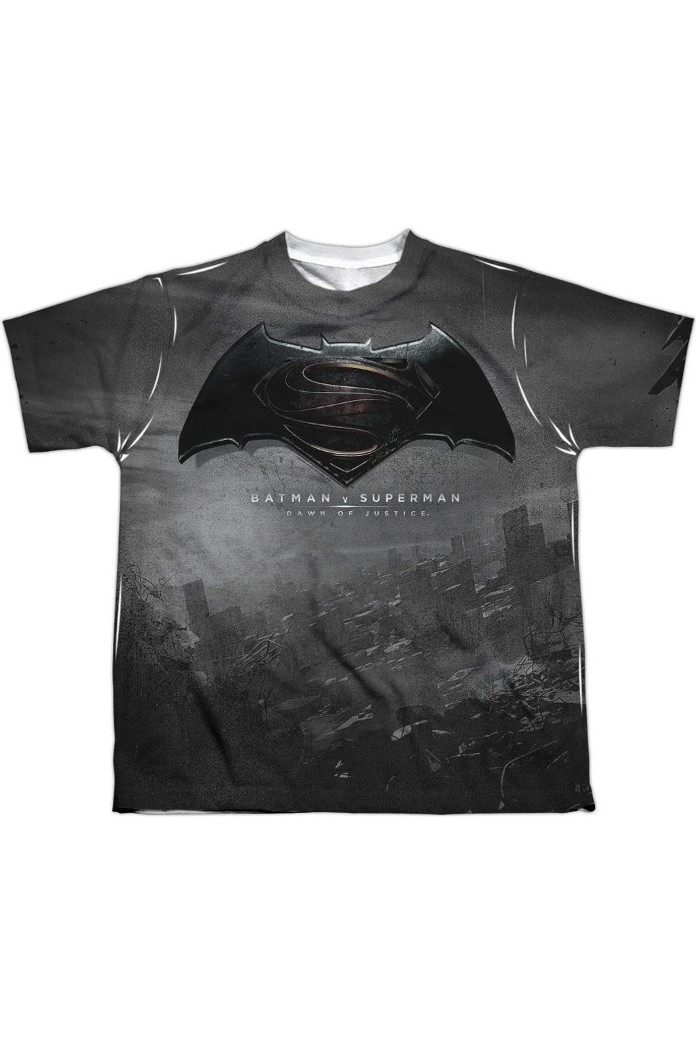 

Футболка с коротким рукавом для подростков с логотипом "Бэтмен против Супермена" и городом Gildan, белый