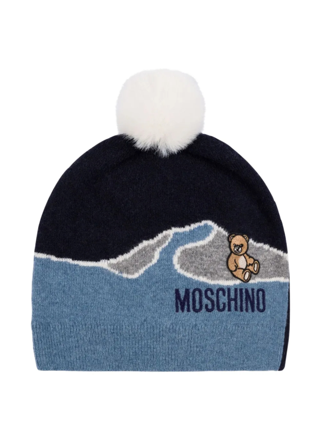 

Moschino Kids шапка бини с помпоном, синий