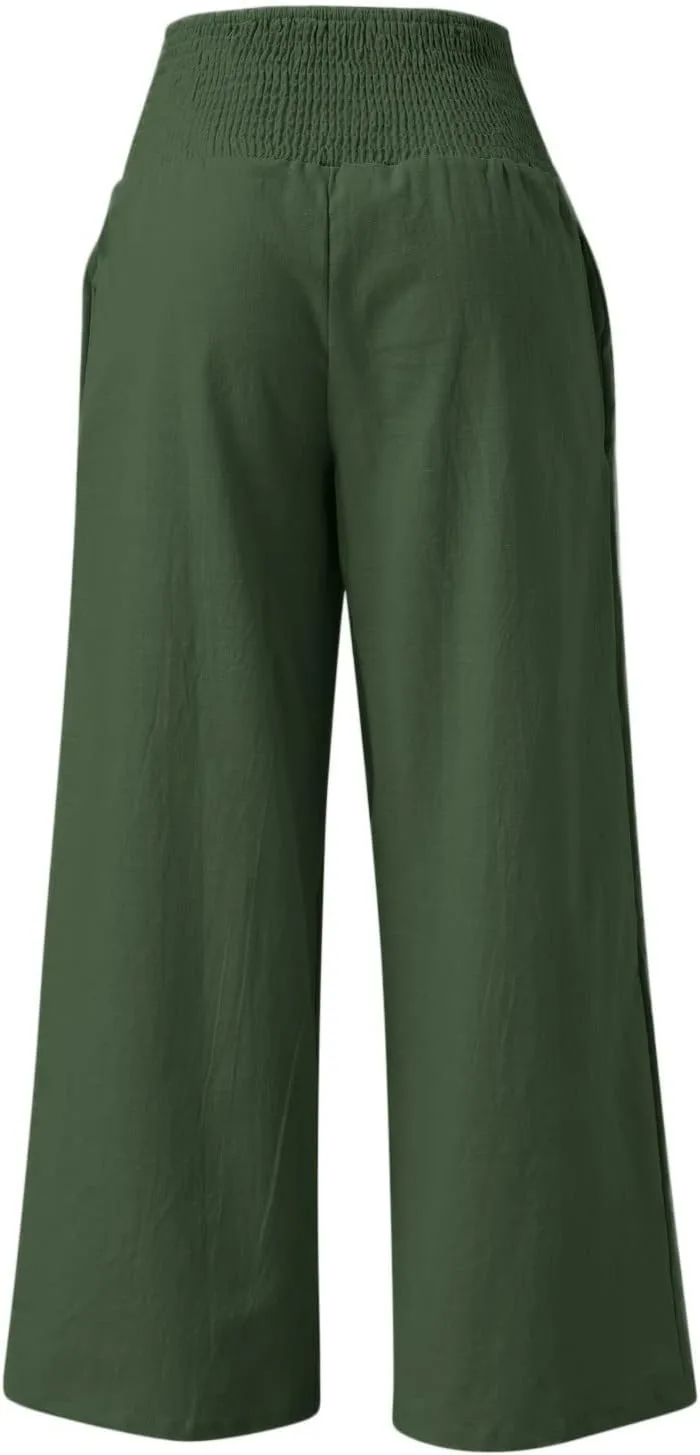 Женские брюки Sweat Pants из хлопка и льна, широкие, с высокой талией — фото 4