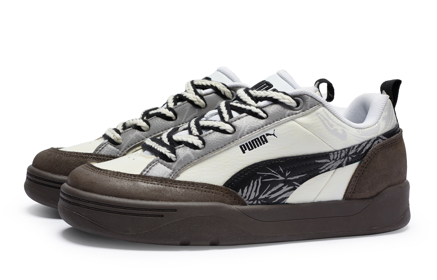 Кроссовки Puma Park Lifestyle Skateboarding Shoes Unisex Low-top Angora/True Brown/Black, черный — фото 3