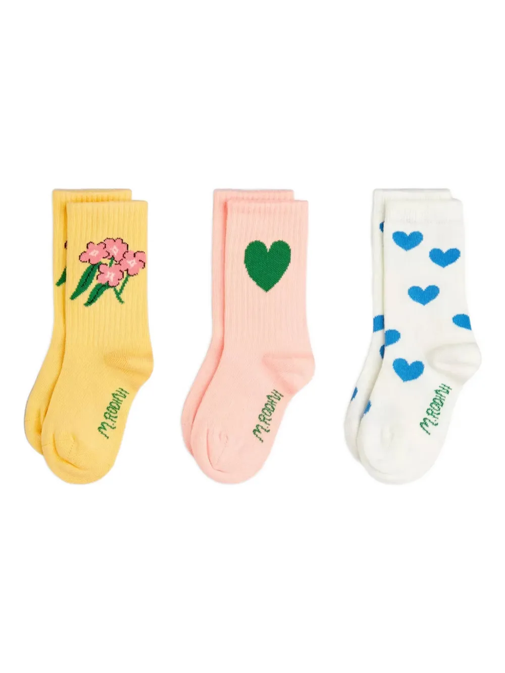 

Носки с альпийскими цветами (набор из трёх пар) Mini Rodini, желтый