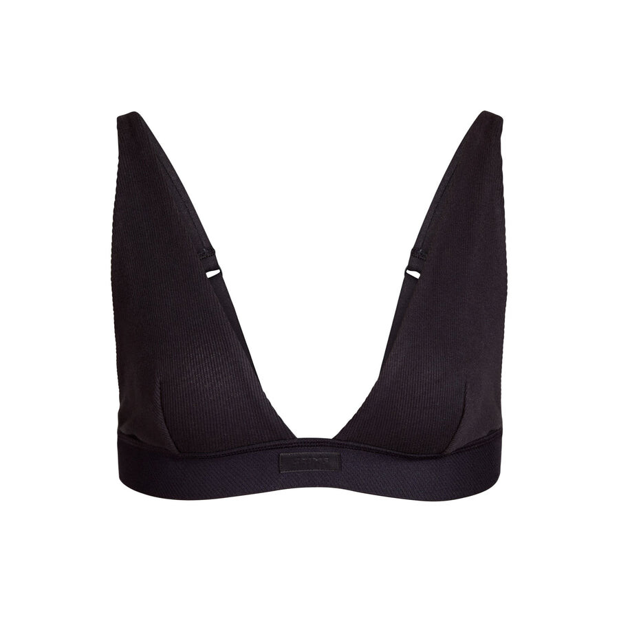 

Бюстгальтер с глубоким вырезом SKIMS Cotton Rib, цвет Soot