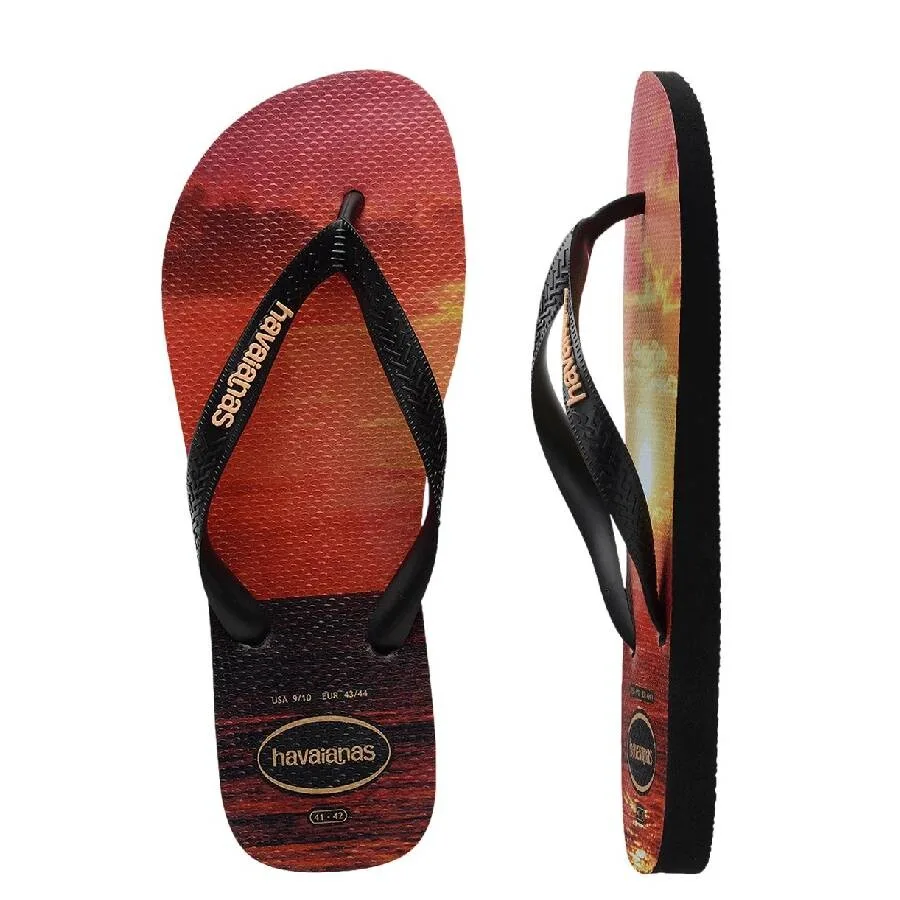Детские резиновые шлепанцы Havaianas с принтом «Закат», черный — фото 3