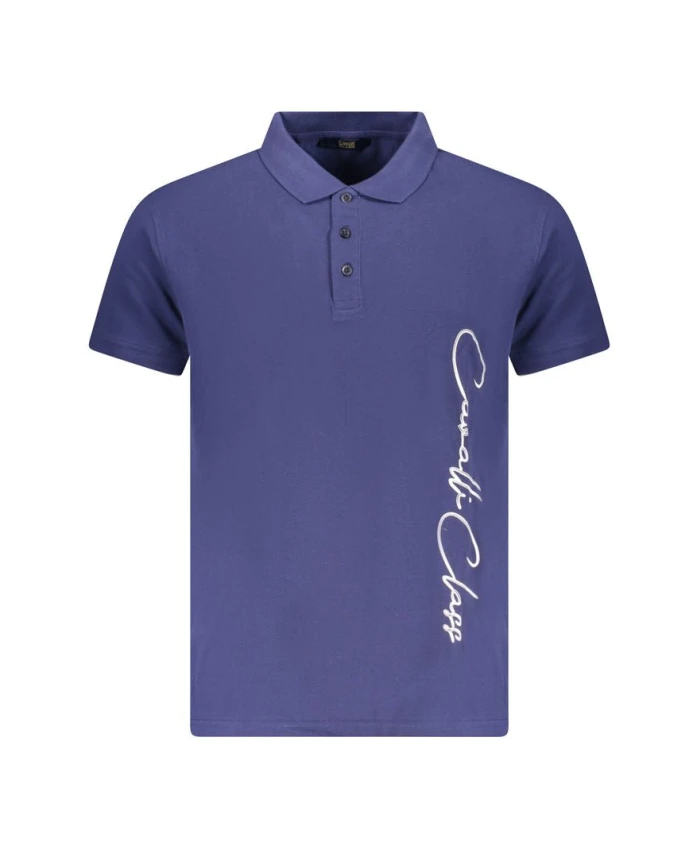 

Мужская рубашка-поло из синего хлопка Cavalli Class, синий