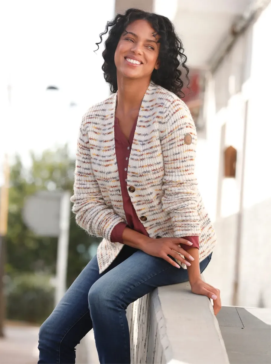 

Кардиган в стиле casual Casual Looks, цвет Ecru-Rauchblau-Gemustert