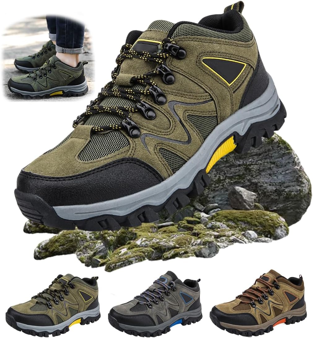 

Мужские легкие дышащие ортопедические походные кроссовки, удобная обувь для трекинга на все сезоны, водонепроницаемая подошва из нескользящей резины Generic, зеленый