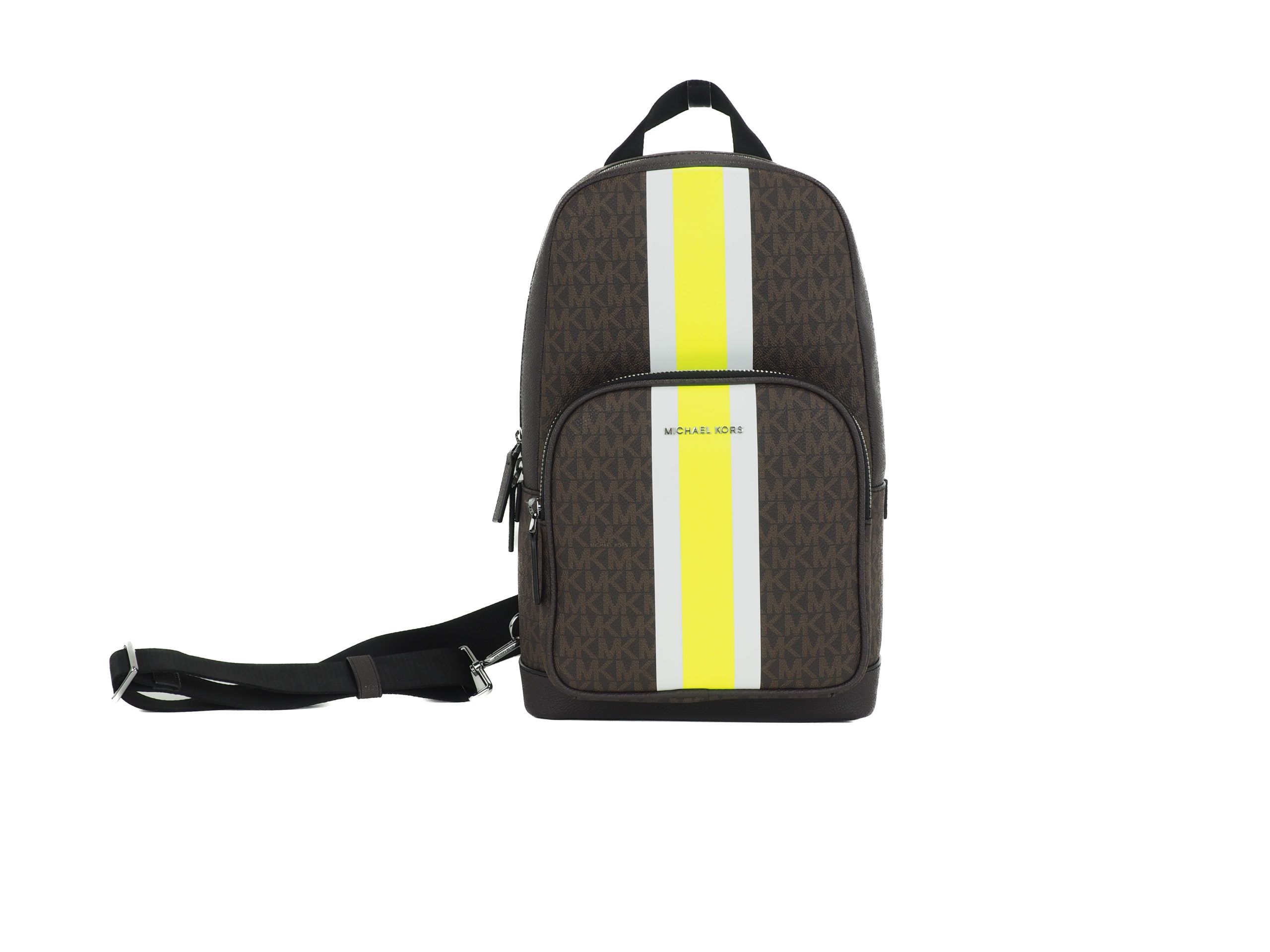 

Сумка-слинг Cooper Medium Signature PVC Varsity Stripe Commuter Slingpack Crossbody (коричневая Signature/неоновая) Michael Kors