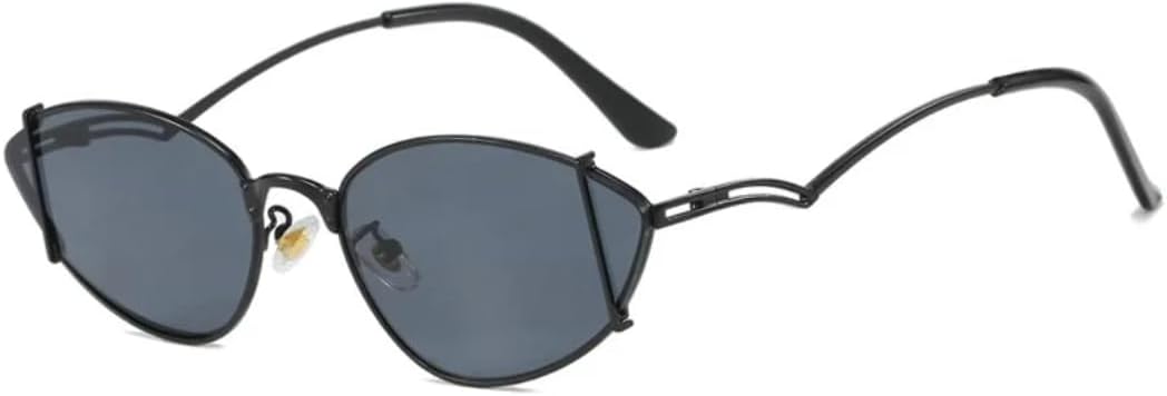 

Роскошные металлические полые солнцезащитные очки «кошачий глаз» для женщин, модная оправа в стиле панк, мужские солнцезащитные очки с защитой от УФ-излучения UV400 UATXTAU, Black Grey