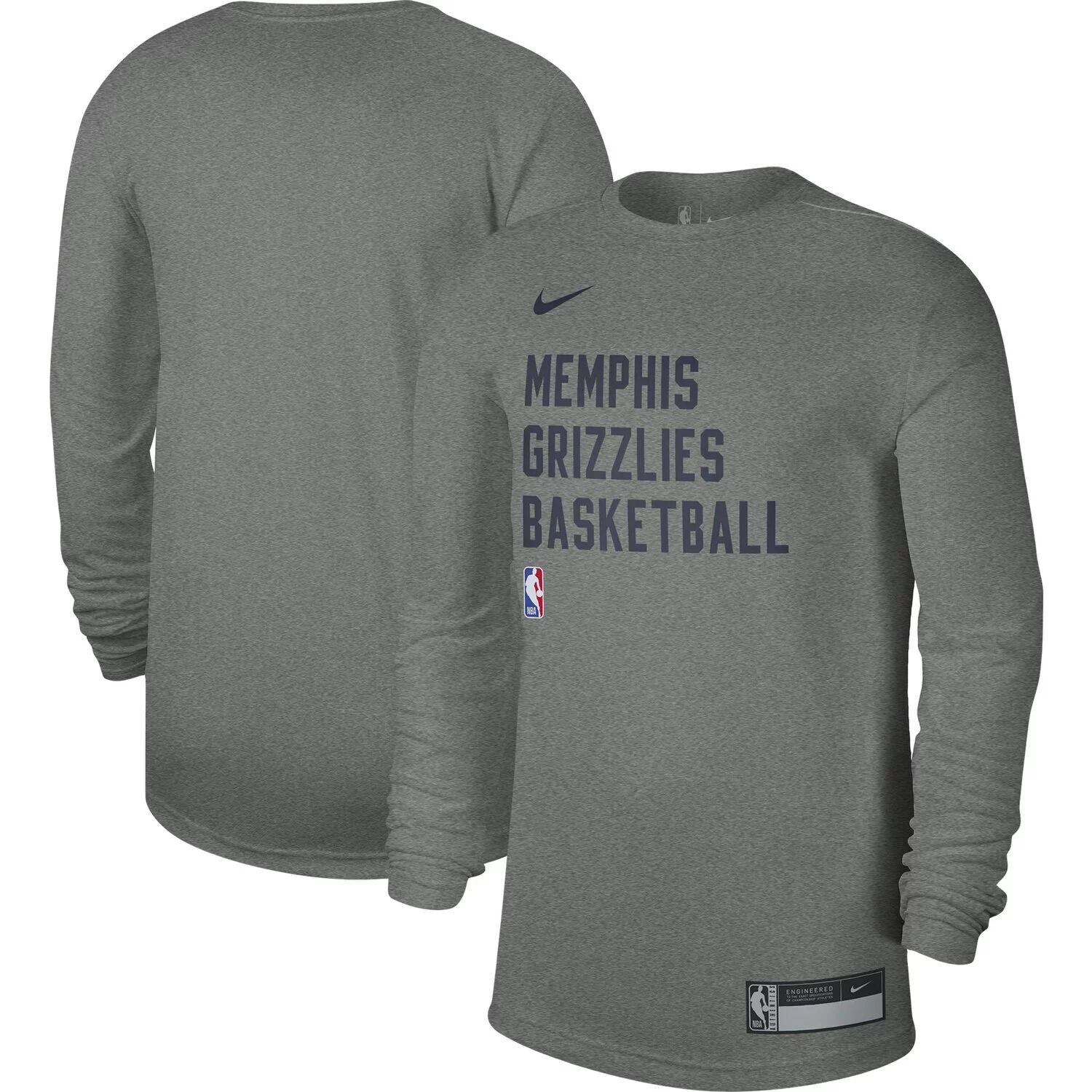 

Футболка унисекс с длинными рукавами для тренировок на корте Legend Heather Grey Memphis Grizzlies 2023/24 Nike