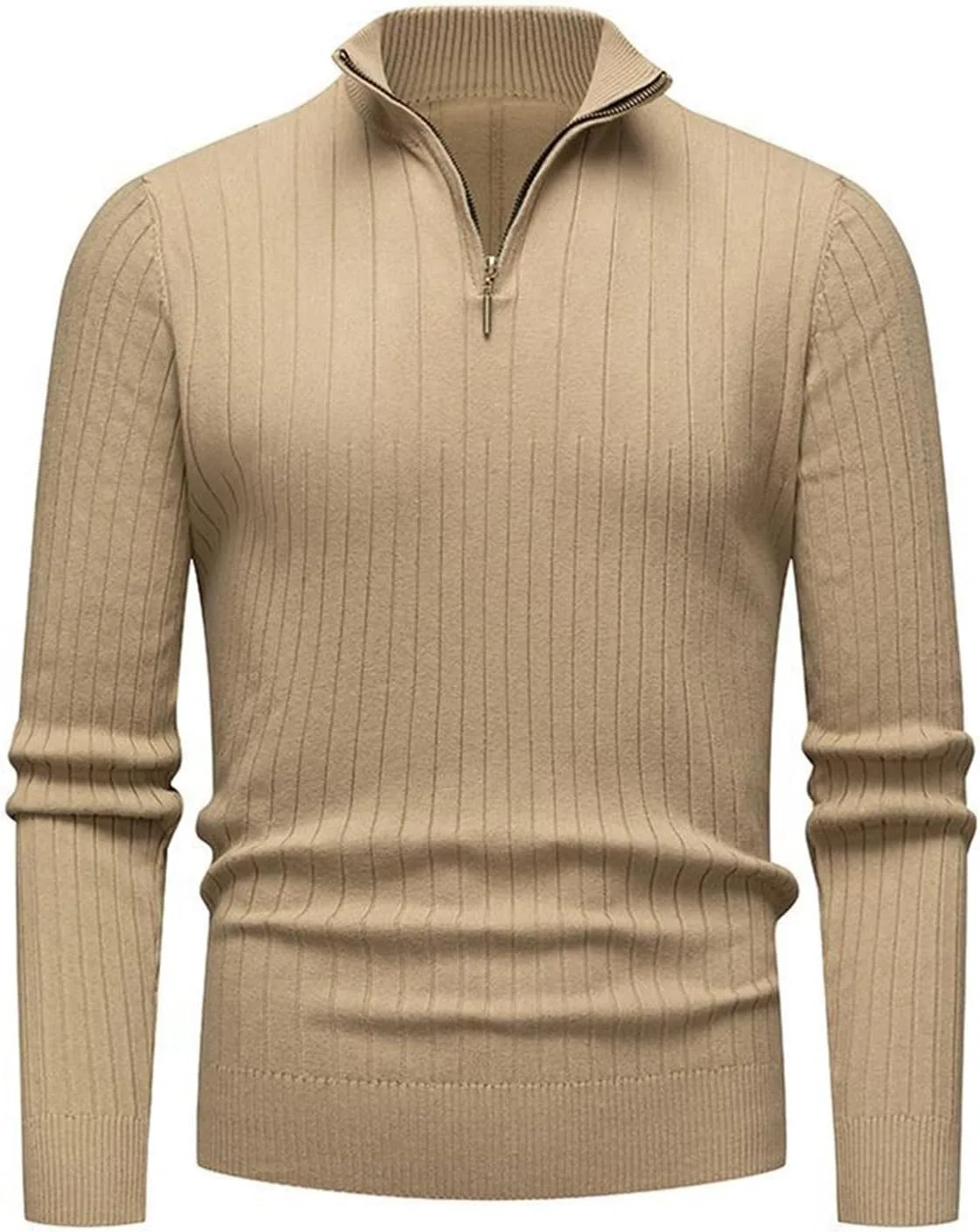 

Мужской свитер с четвертью молнии | Mock Neck Ribbed | Slim Fit