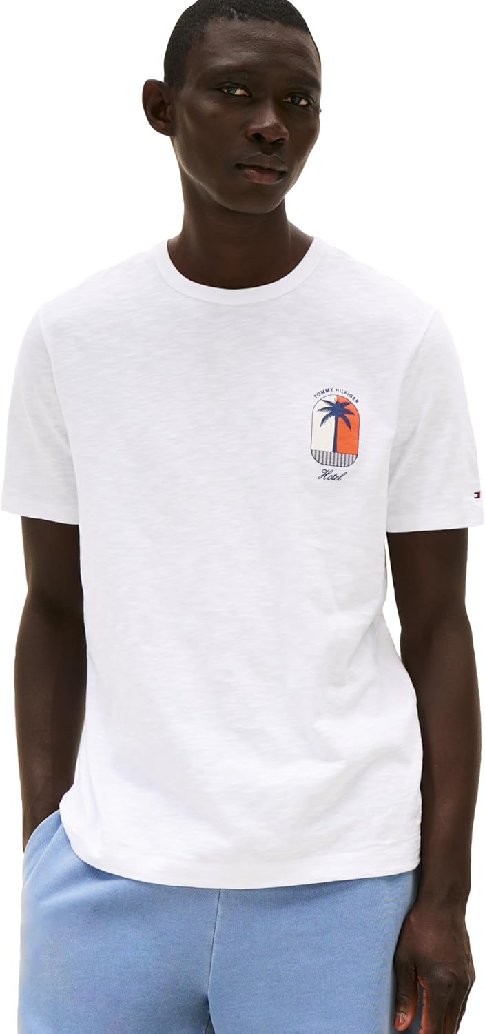 

Мужские хлопковые футболки Tommy Hilfiger с коротким рукавом и летним логотипом, White, Белый, Мужские хлопковые футболки Tommy Hilfiger с коротким рукавом и летним логотипом, White