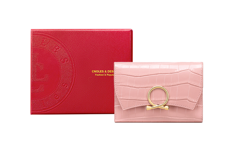 

Кошелек-клатч тройной с денежным зажимом из коровьей кожи для женщин Глазурованный Порошок / Глазурованный Черный CNOLES, Глазурованный Розовый