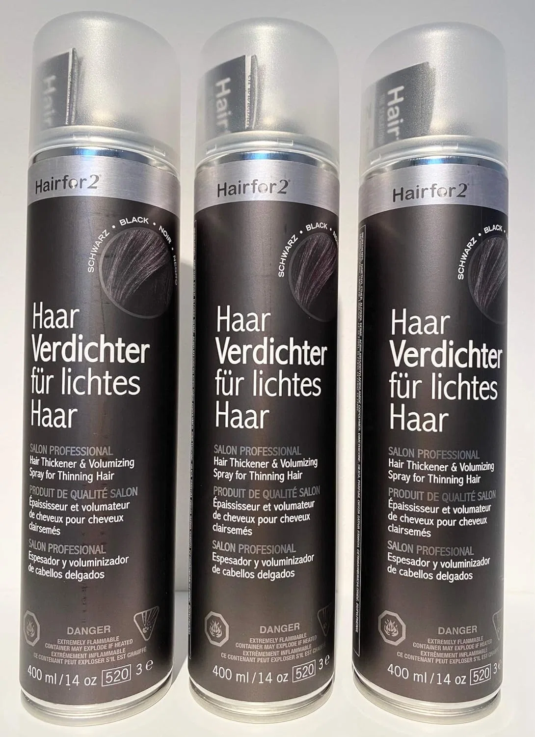 Спрей для утолщения волос Hairfor2, черный, 400 мл (3 шт.) Hairfor 2, Black