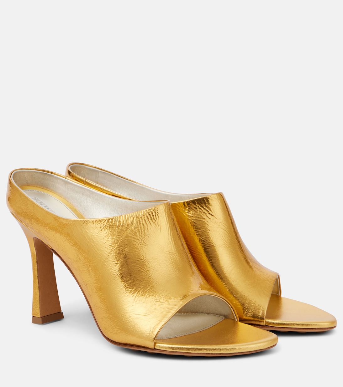 Мулы Rana из металлизированной кожи Bottega Veneta, золотой
