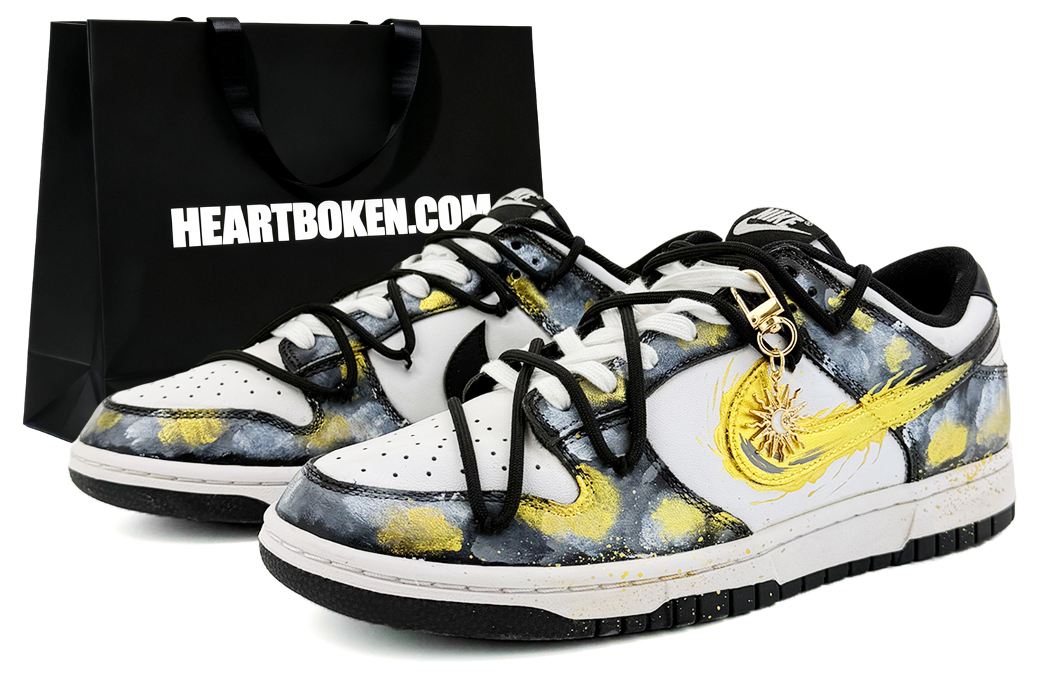 

Nike Dunk Suixin, Sun God, сумка для покупок, амортизирующее покрытие, нескользящие низкие кроссовки для скейтбординга Unisex черный белый