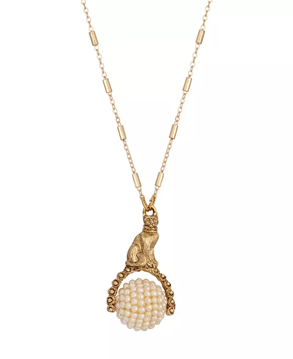 

Ожерелье с подвеской в виде кошачьего спиннера из искусственного жемчуга 2028, white