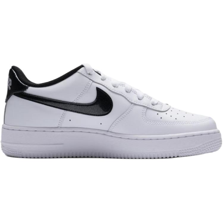 Nike Детские низкие кроссовки для скейтбординга Air Force 1 Lv8, износостойкие, дышащие, белые и черные — фото 3