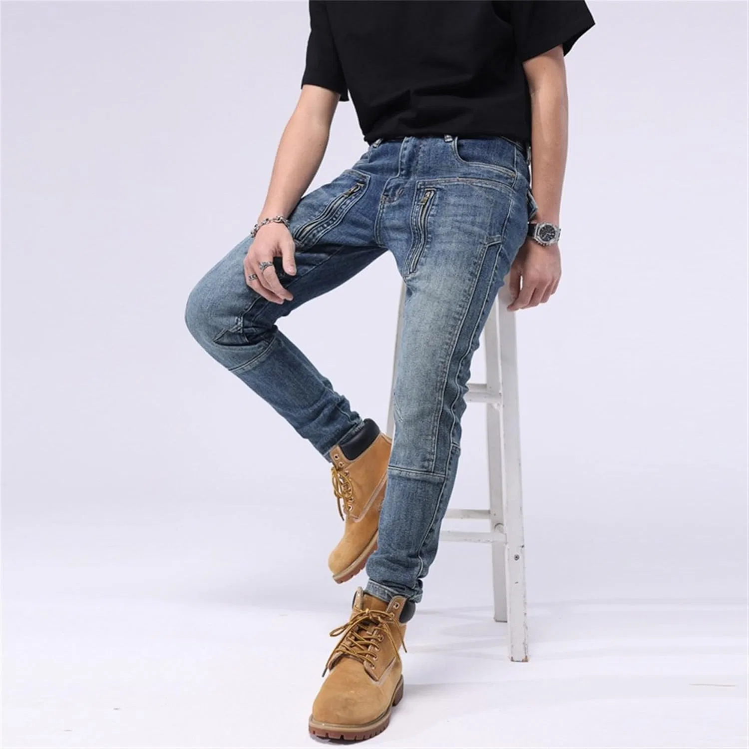 Джинсы карго Slim Fit, синий — фото 2