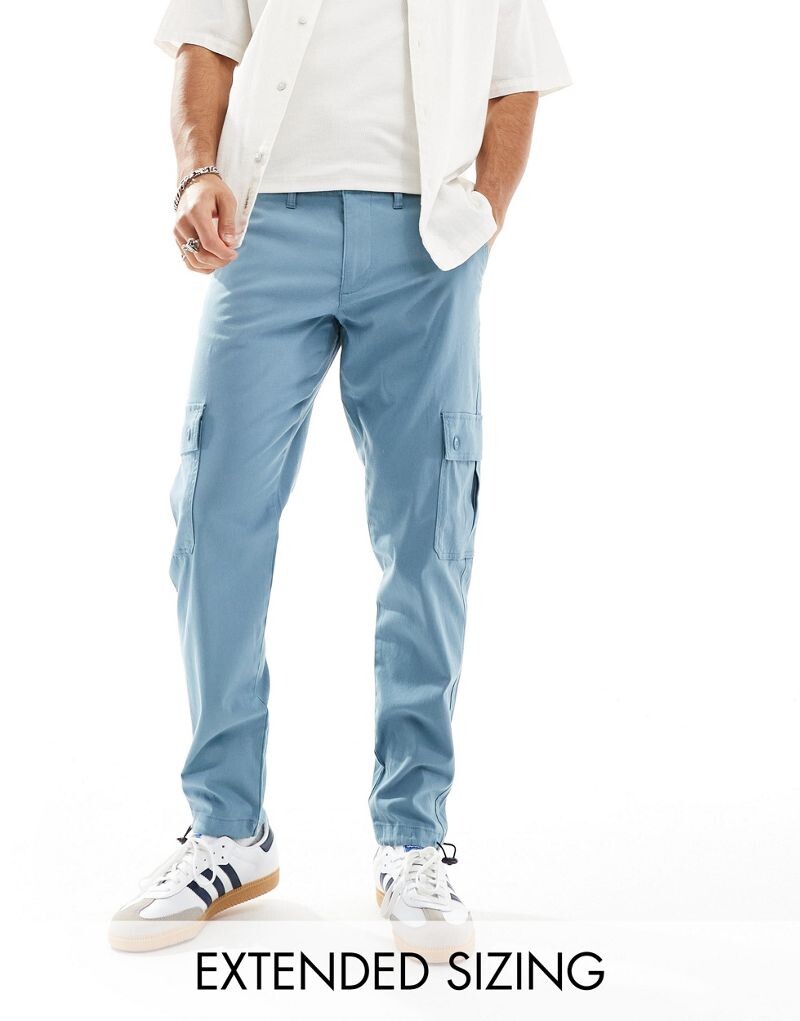 

Синие зауженные брюки-карго ASOS DESIGN