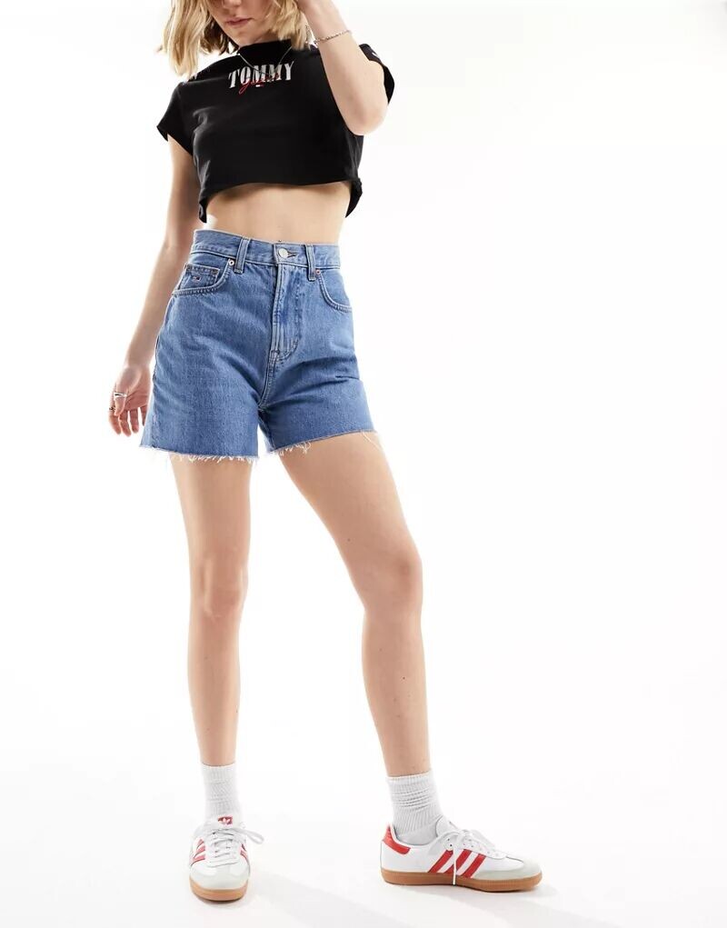 

Голубые джинсовые шорты для мам с завышенной талией Tommy Jeans