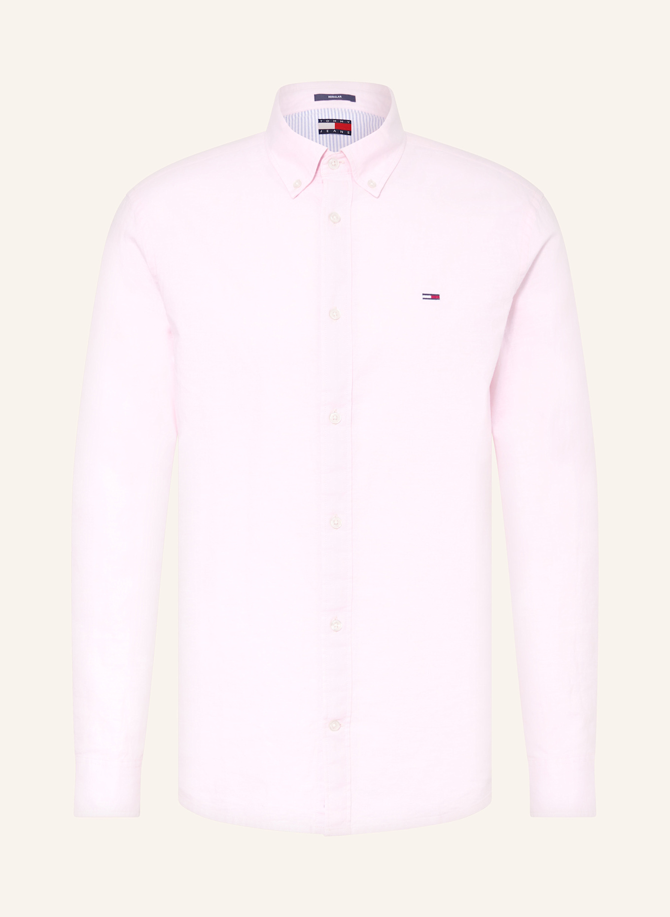 

Рубашка прямого кроя с льном Tommy Jeans, розовый
