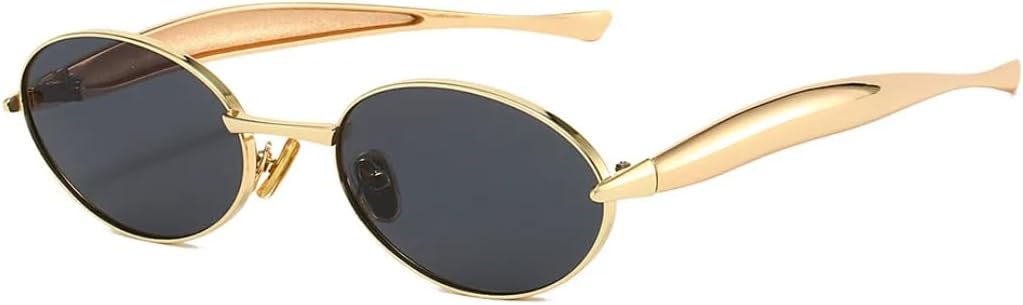 

Женские солнцезащитные очки в овальной маленькой оправе, стильные, с металлическим покрытием, высококлассные, модные, для мужчин, с защитой от УФ-излучения UV400 UATXTAU, Golden Black