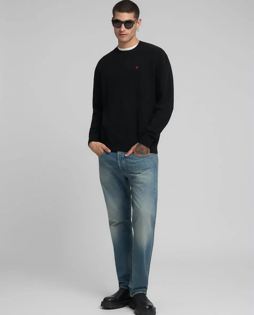 

Мужской свитер с длинными рукавами и круглым вырезом Replay, черный