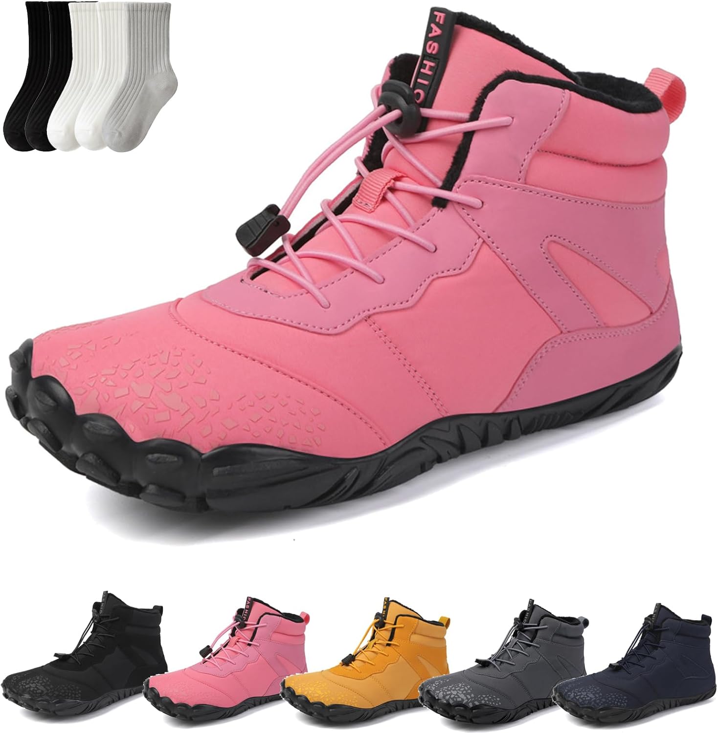 

Зимние походные босоножки для женщин и мужчин 2025, водонепроницаемые и противоскользящие ботинки с широкой носочной частью Rolinb, розовый