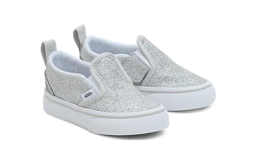 Кроссовки Vans Slip-On   V Toddler 'Glitter - Silver', серый — фото 3