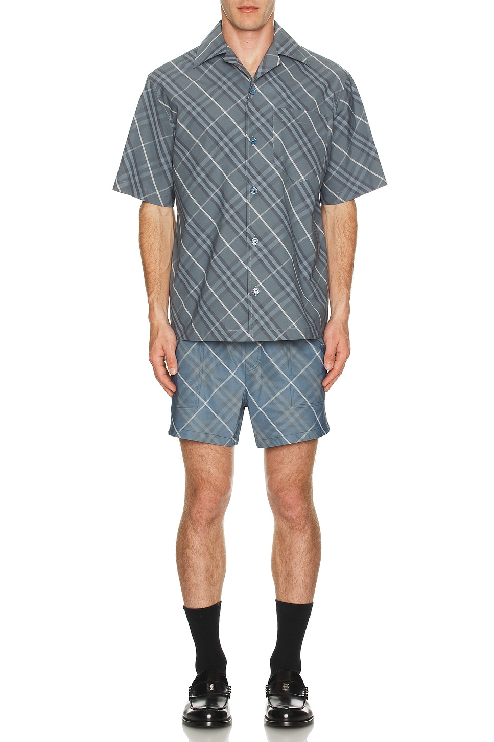 

Гавайская рубашка Check Havana Burberry, Pewter IP Check