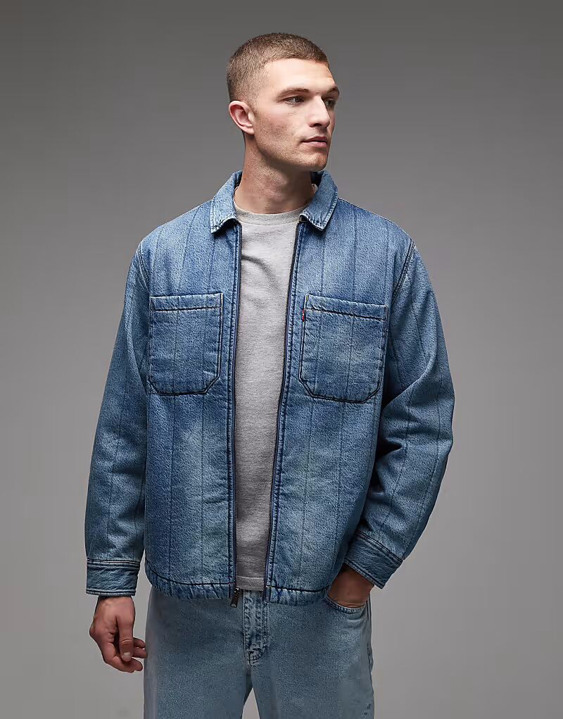 

Стеганая джинсовая куртка Kyren с застежкой-молнией спереди, светло-синяя Levi'S