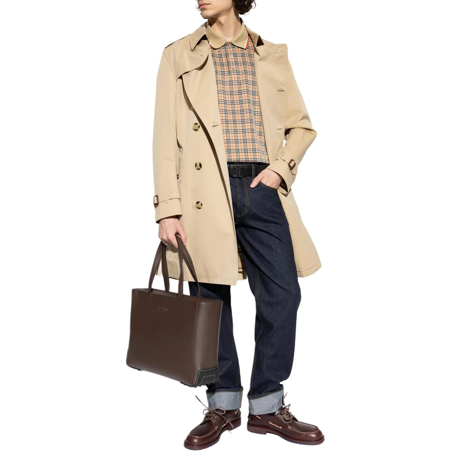 Футболка-поло Burberry мужская, бежевая, прямой крой — фото 3