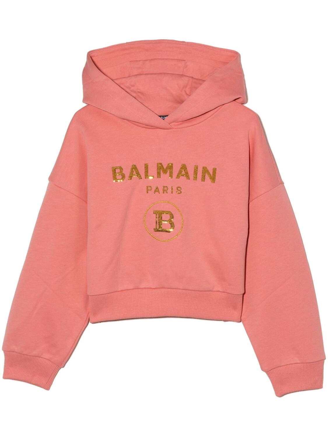 

Укороченное худи с логотипом Balmain Kids, розовый