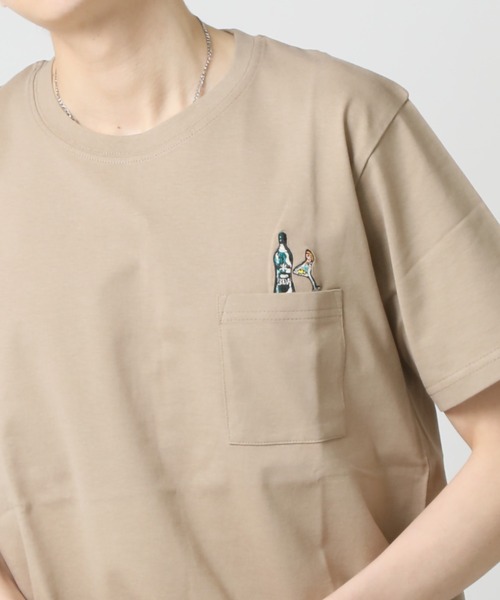 

Футболка хлопковая с коротким рукавом, с вышивкой ARCADE, бренд Made in USA, цвет бежевый