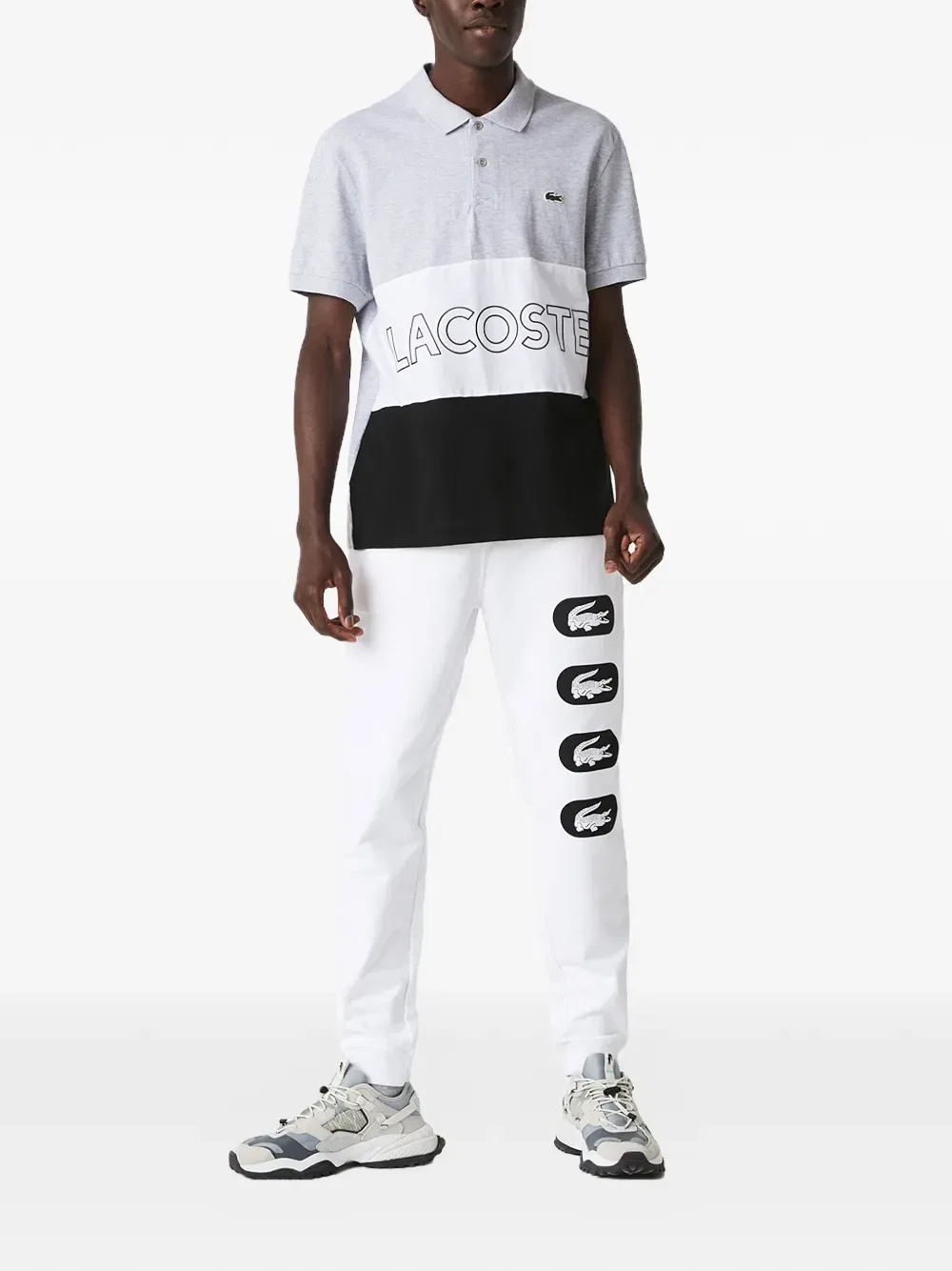 Спортивные брюки с крокодиловым принтом Lacoste, белый — фото 2
