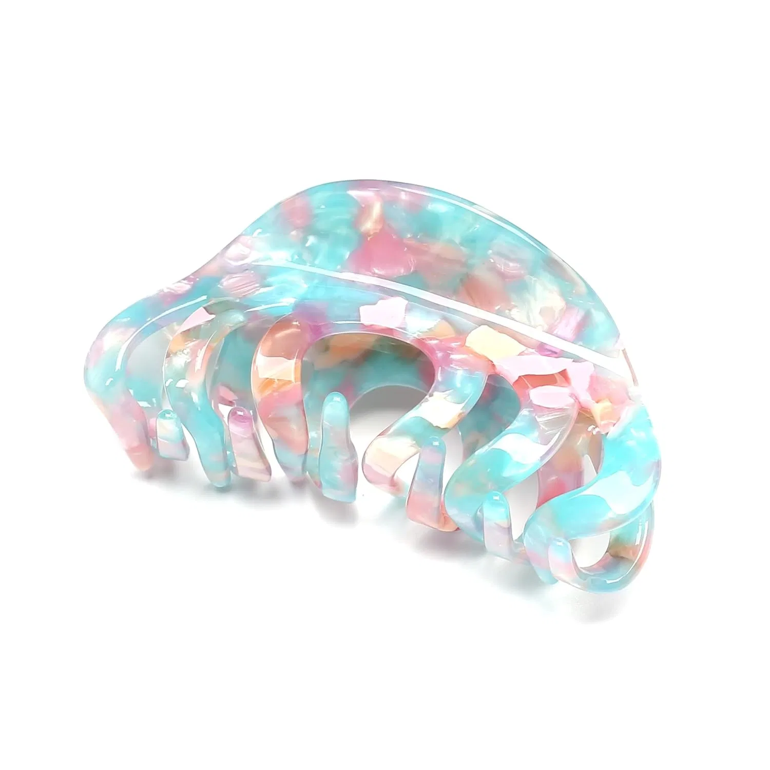Заколка-краб для волос из ацетата 8.5 см Qingoo, Blue Pink