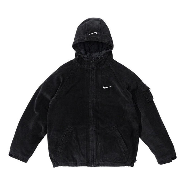 

Куртка x nike arc corduroy hooded jacket 'black white' Supreme, черный