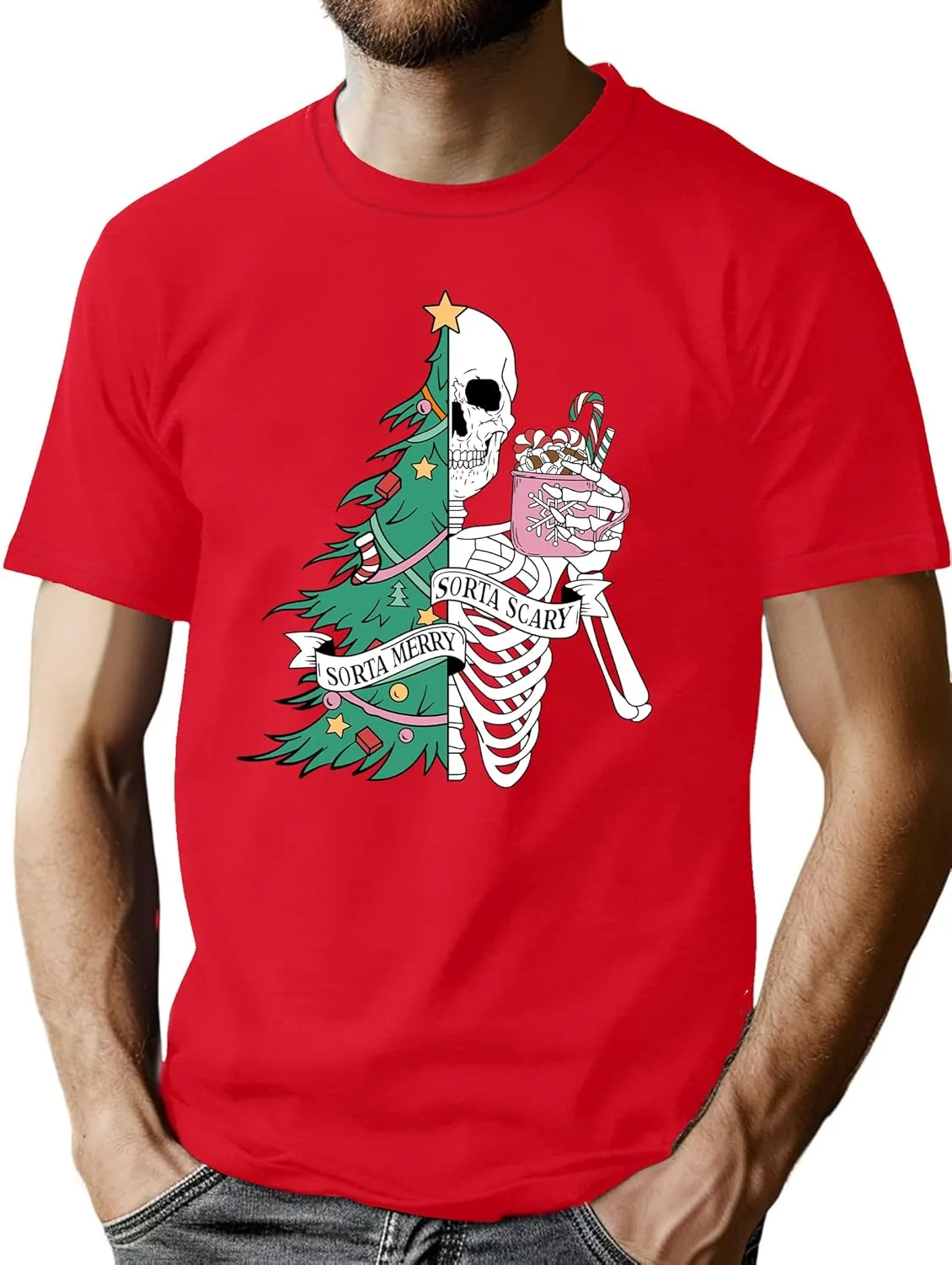 

Футболка мужская с новогодним принтом WOSHN