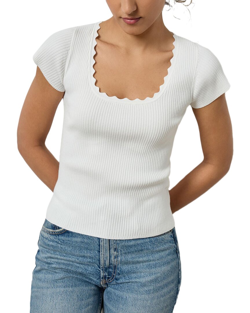 

Lilla P Свитер с фестончатым вырезом и короткими рукавами, белый