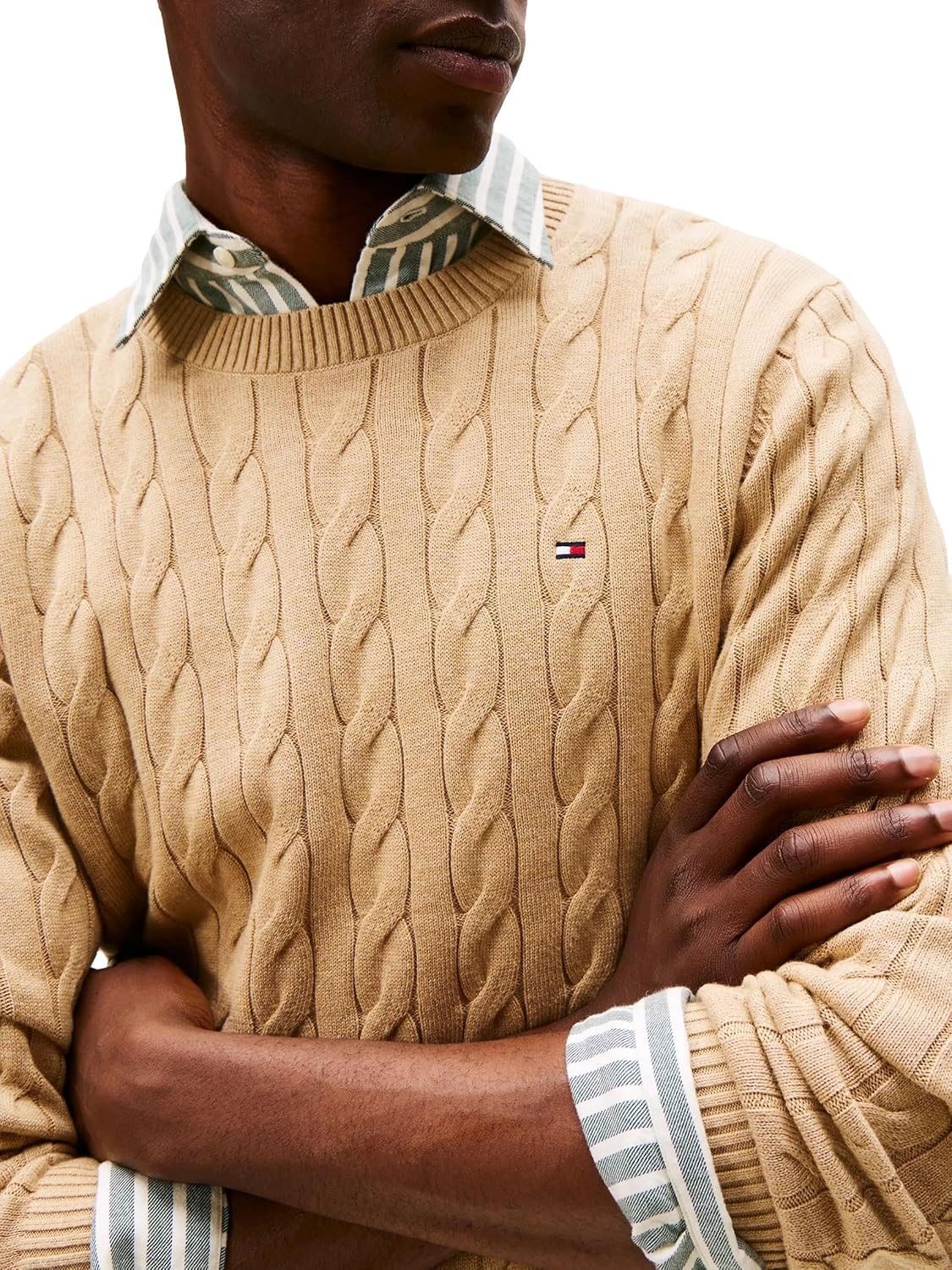 Коллекция мужских культовых свитеров Tommy Hilfiger Cable Knit 2024 года, Basic Beige — фото 3