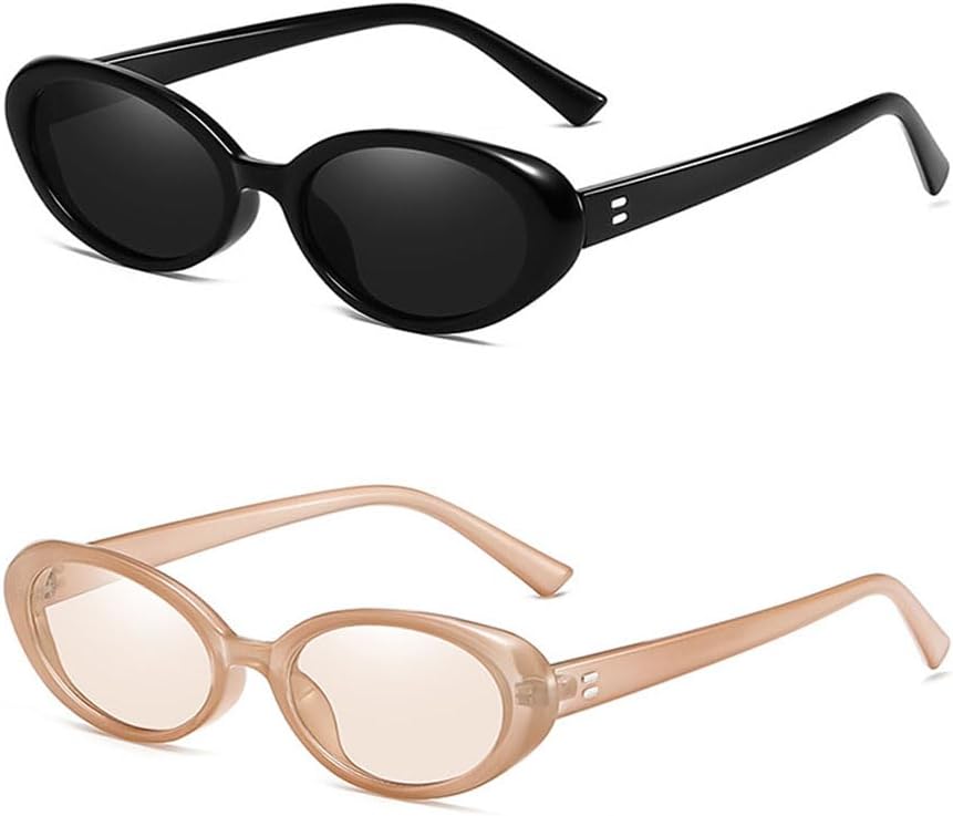 

Солнцезащитные очки в стиле ретро с овальной формой для женщин и мужчин, винтажные очки «кошачий глаз» с защитой от УФ-излучения для ношения на открытом воздухе Ridering, Black+coffee Tea