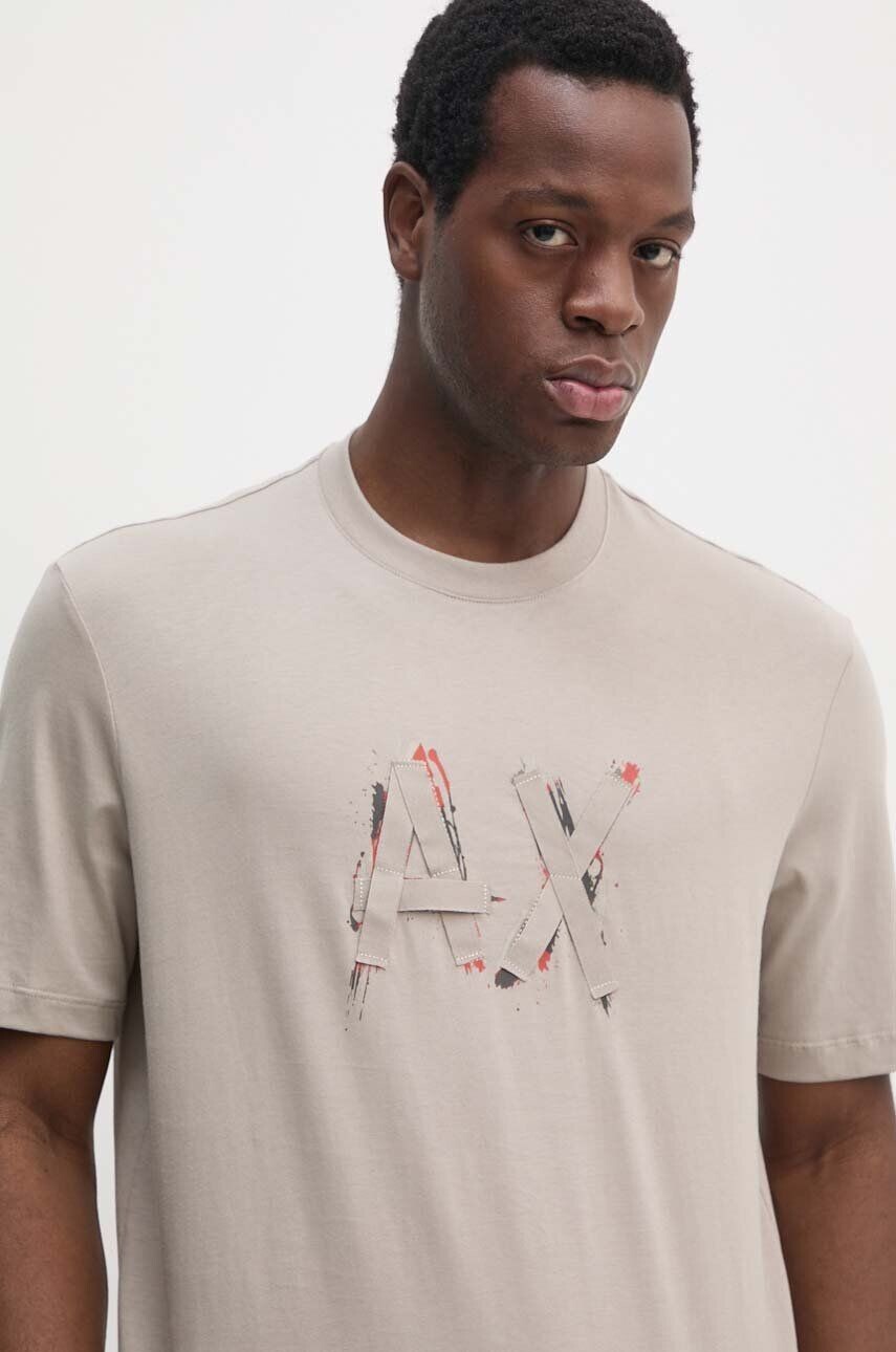 

Хлопковая футболка Armani Exchange, бежевый